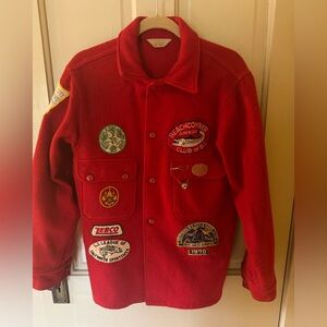 Vintage Red Patchwork Military Field Jacket